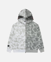 Camo Split Shark Relaxed Fit Full Zip Hoodie (Grey)