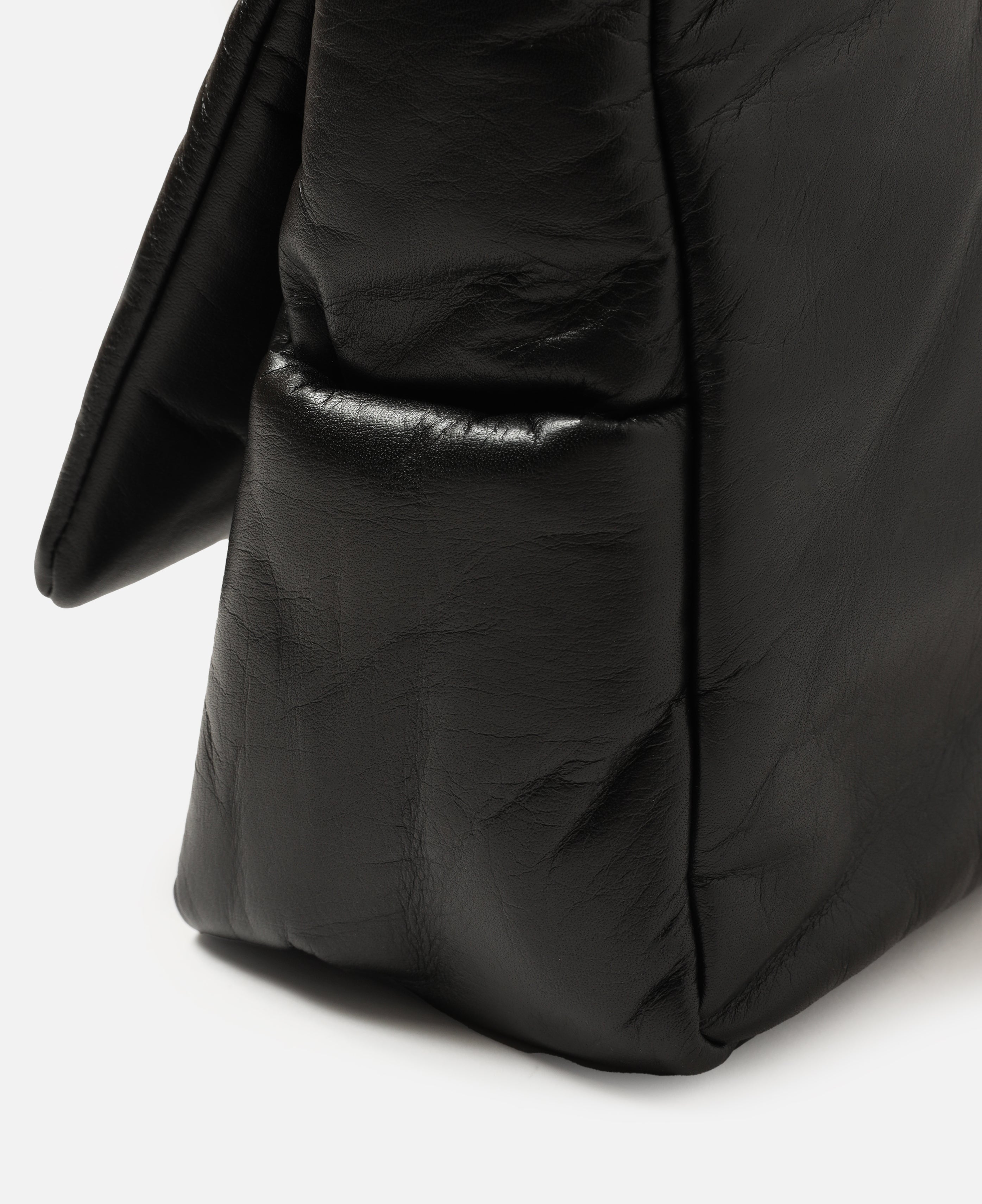 Leather Padded Flap Holiday Bag (Black)