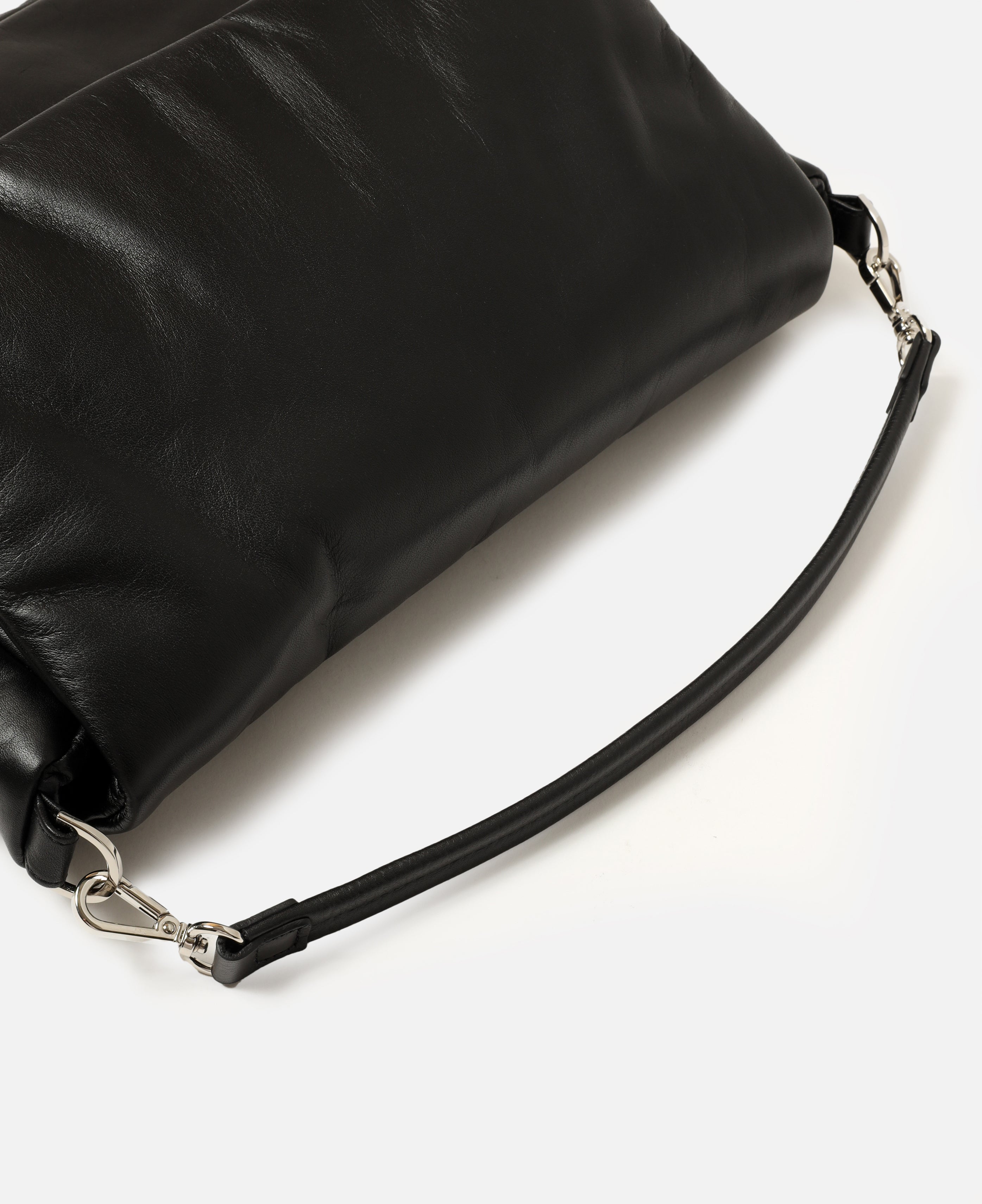 Leather Padded Flap Holiday Bag (Black)