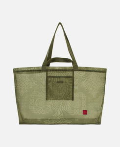 Large Silk Print Beach Bag (Olive)