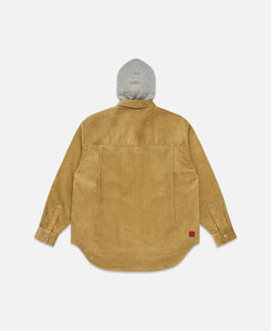 Corduroy Hooded Shirt (Beige)