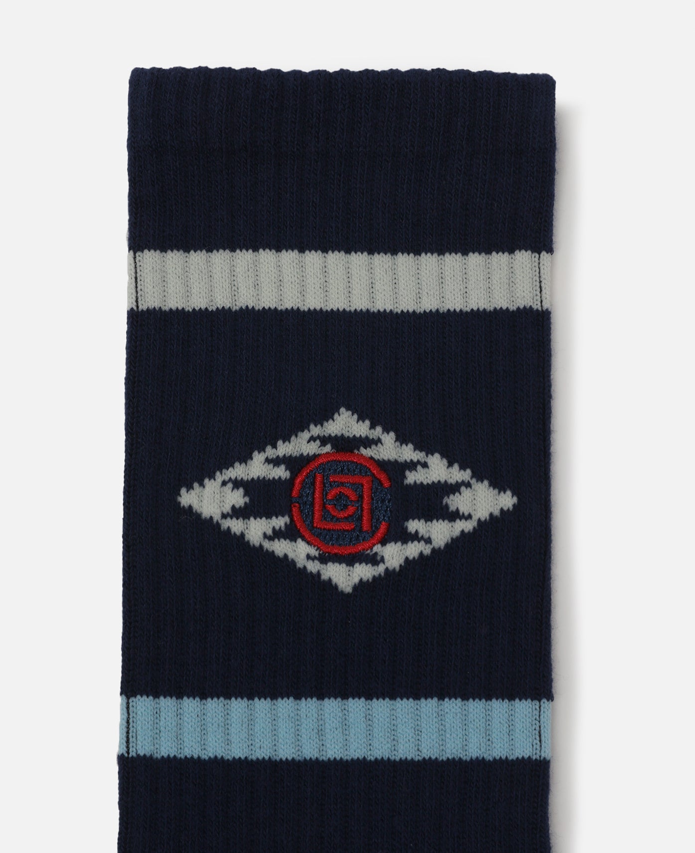 Ethnic Pattern Socks (White/Navy)