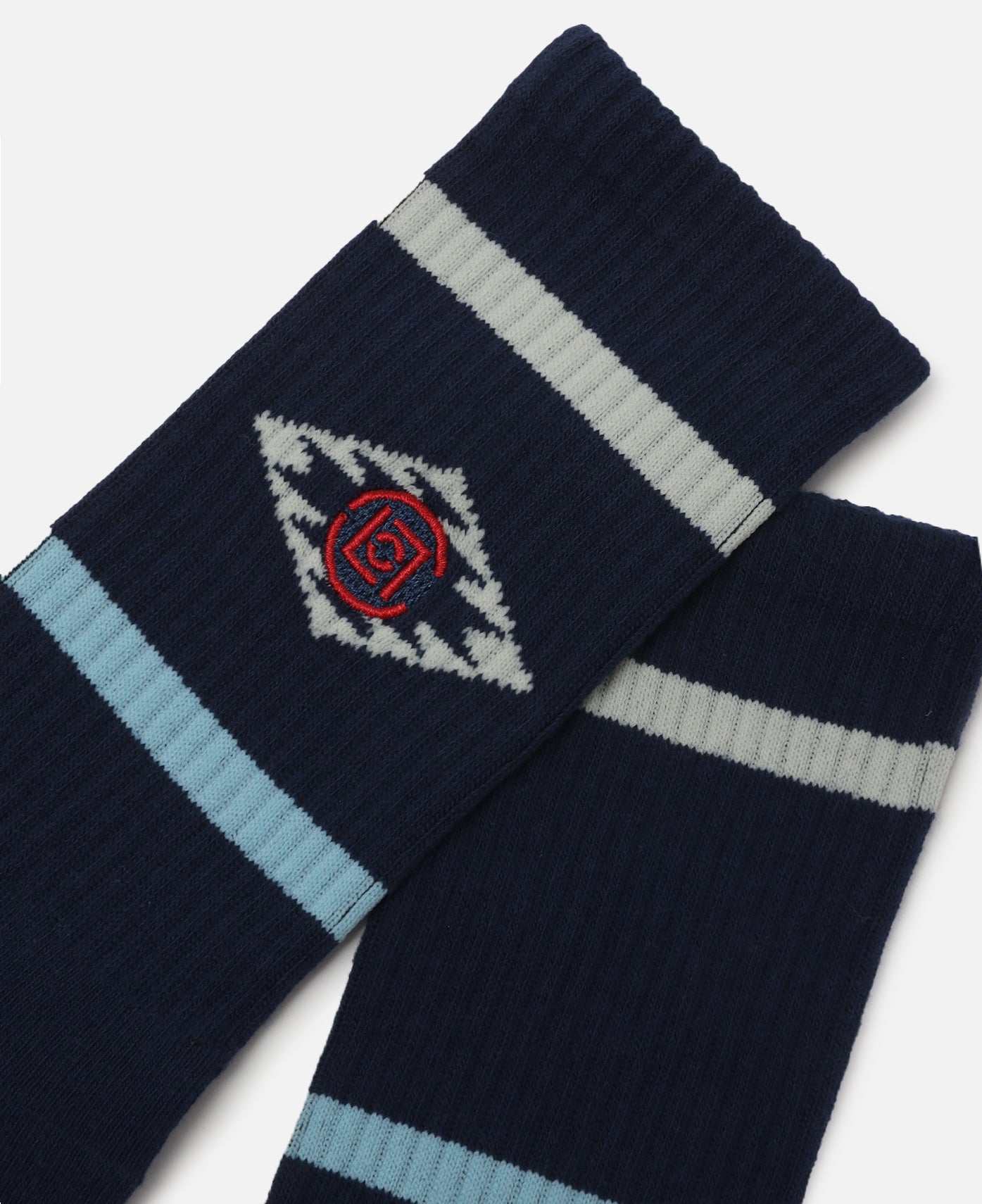 Ethnic Pattern Socks (White/Navy)