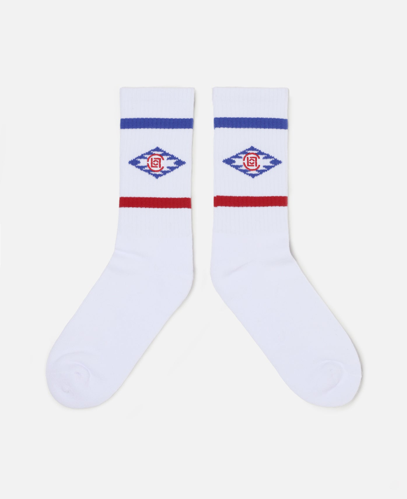 Ethnic Pattern Socks (White/Navy)