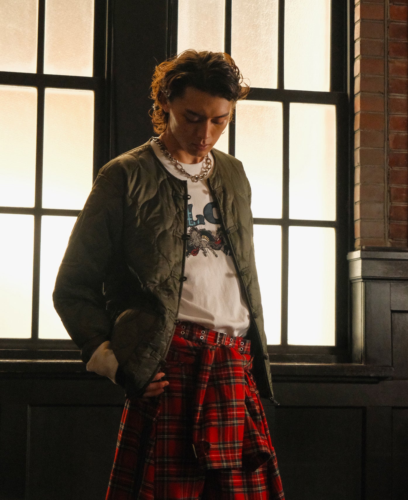 Quilted Chinese Jacket (Olive)