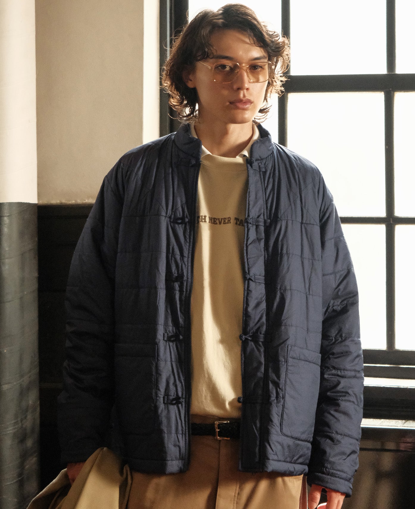 Silk Padded Chinese Jacket (Navy)