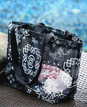 Small Silk Print Beach Bag (Black)