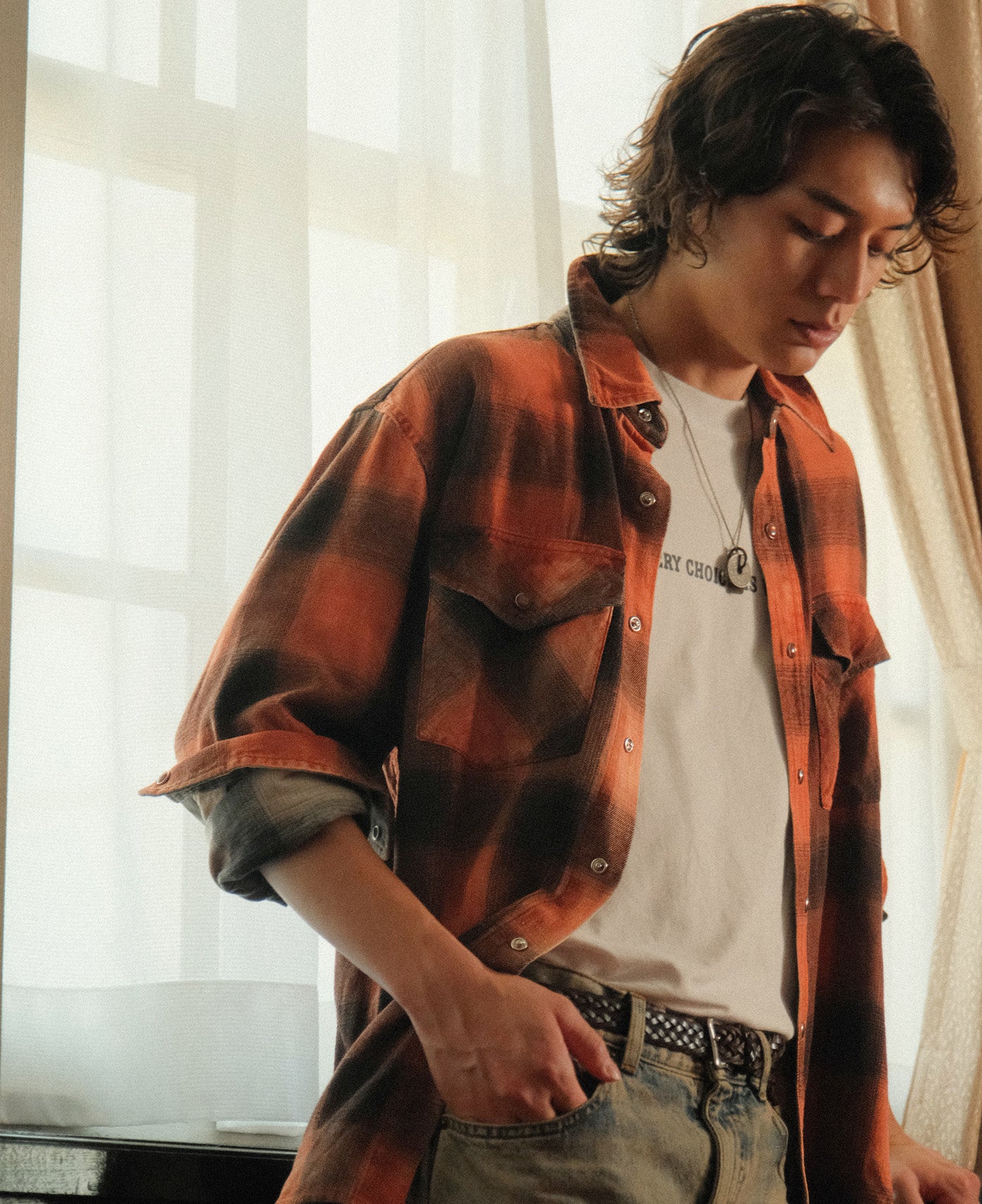 Vintage Washed Shirt (Orange)