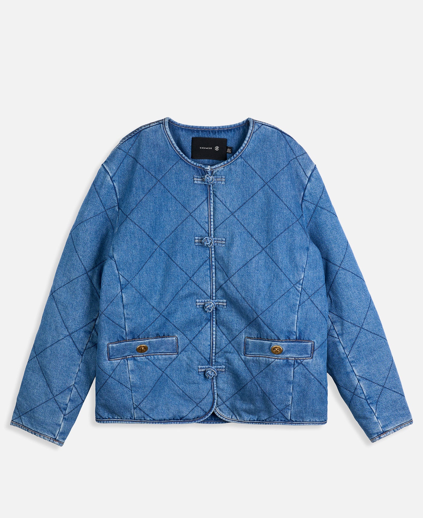 Coach Clot Quilted Denim Jacket (Indigo)