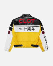 Grainy Faux / Nylon Moto Jacket (Yellow)