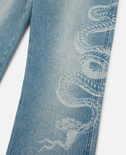 Washed Denim Straight Leg Jeans (Blue)