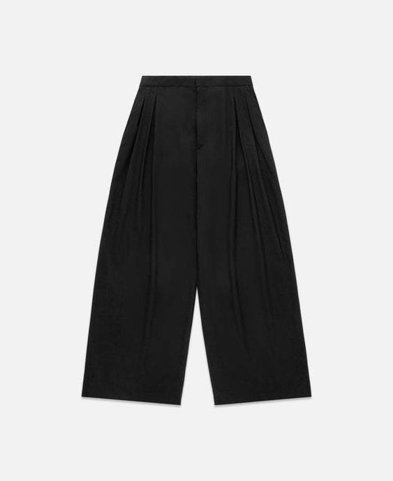 Wool Blend Wide Leg Tailored Pants (Black)