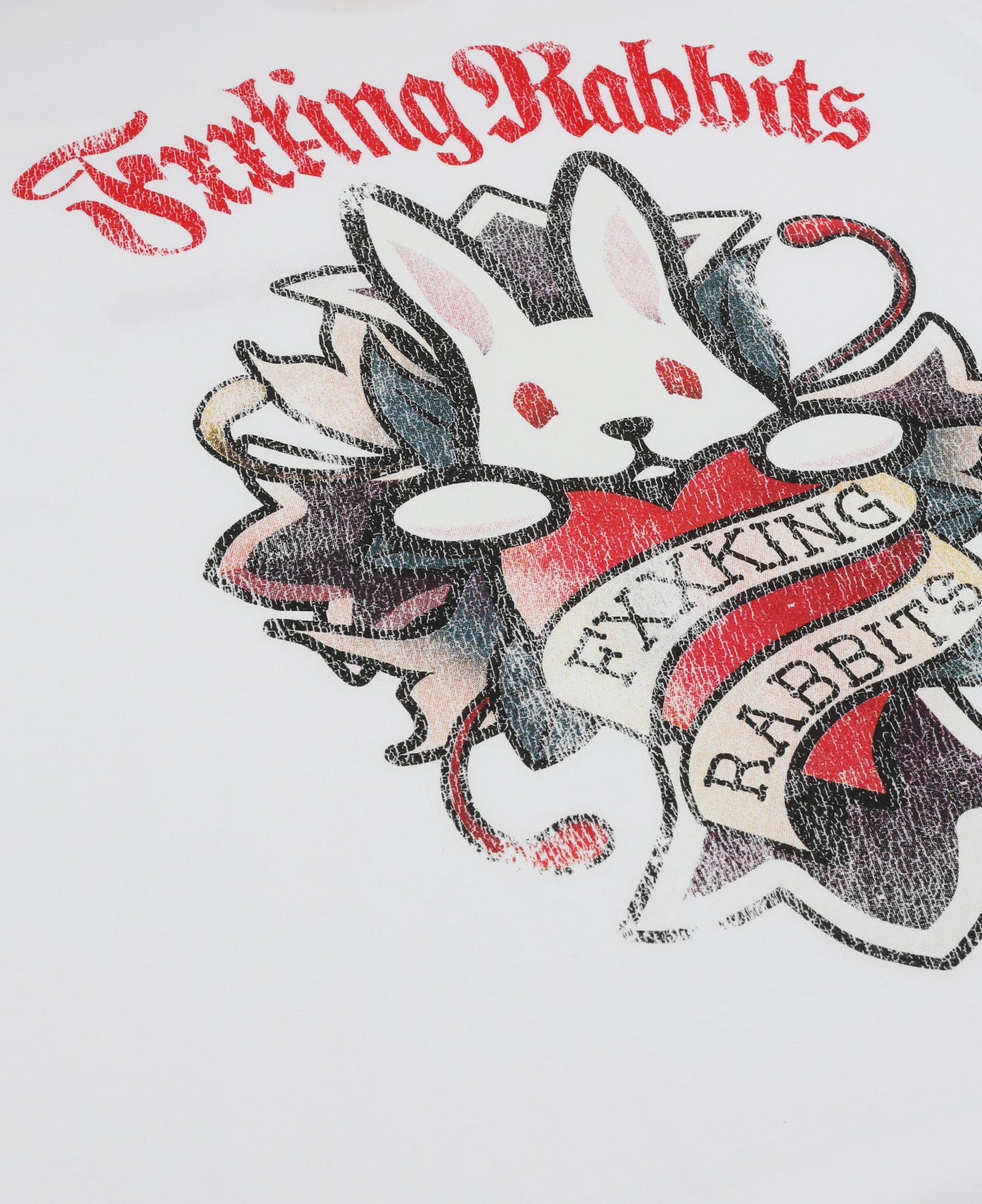 Cross Rabbits Tattoos Garment Dye T-Shirt (White)