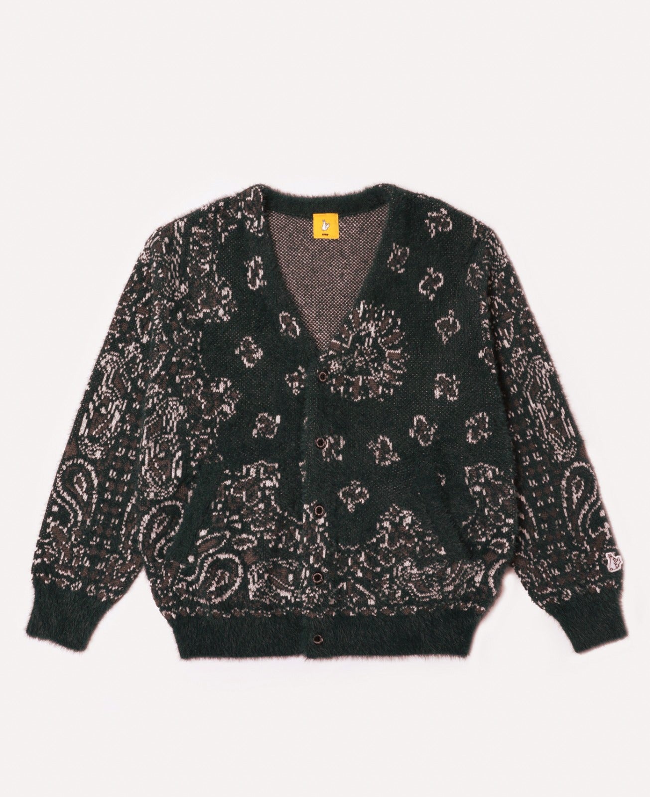Rabbit Paisley Shaggy Knit Cardigan (Green)