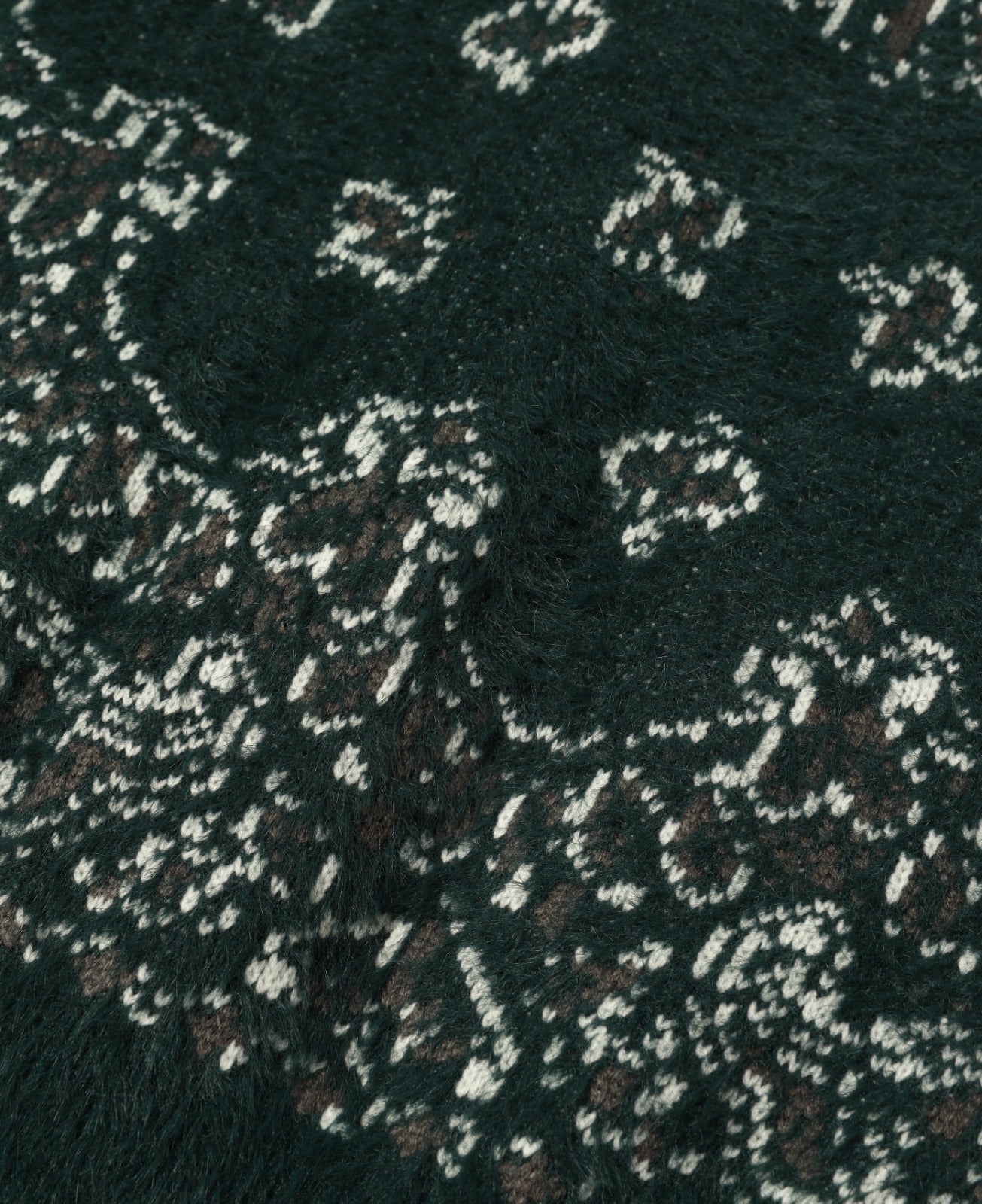 Rabbit Paisley Shaggy Knit Cardigan (Green)