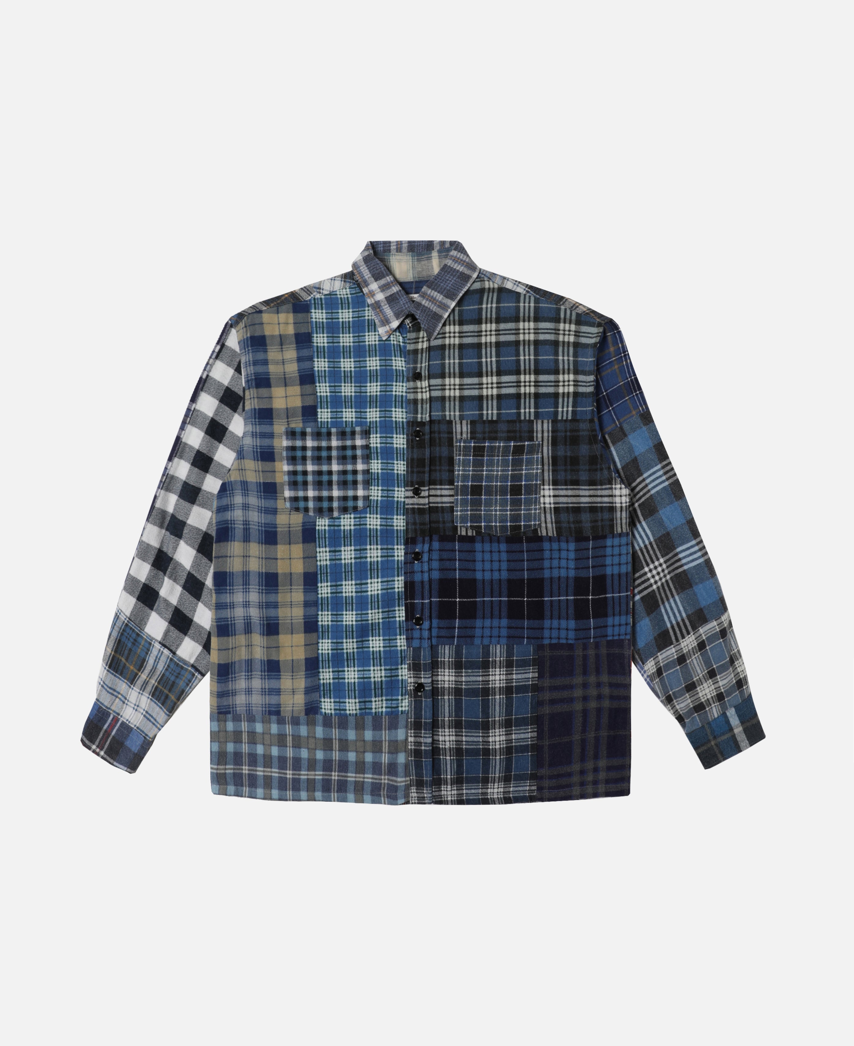 Flannel Shirt - Straight Hem Shirt (Multi) (Size L)