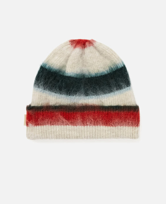 Striped Mohair Beanie (Beige)