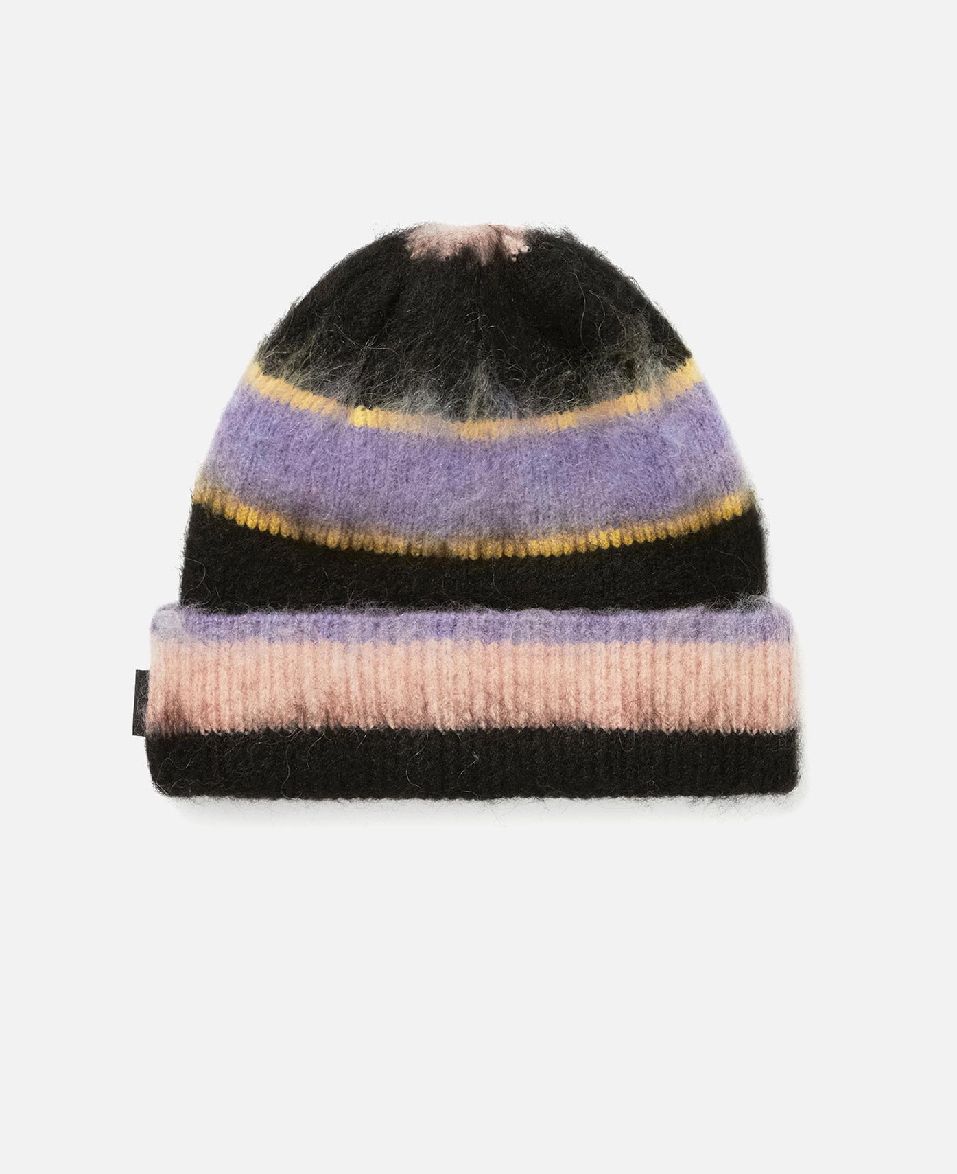 Striped Mohair Beanie (Black)