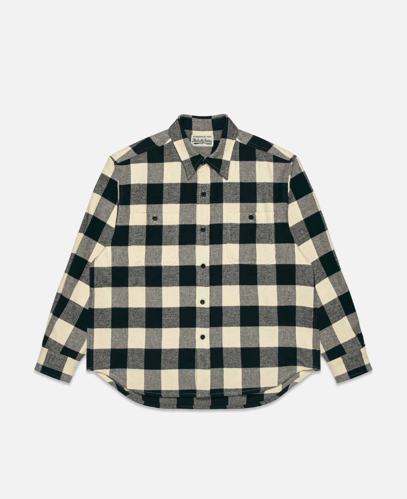 Flannel Regular Collar Shirt (Black)