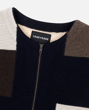 Color Block Croche Knit Zip Up (Multi)