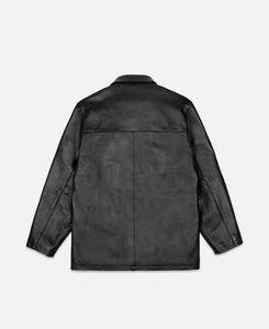 Glossy Leather Car Coat (Black)