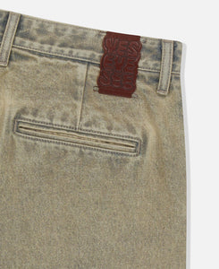 Two Tucked Hairy Denim Pants (Taupe)