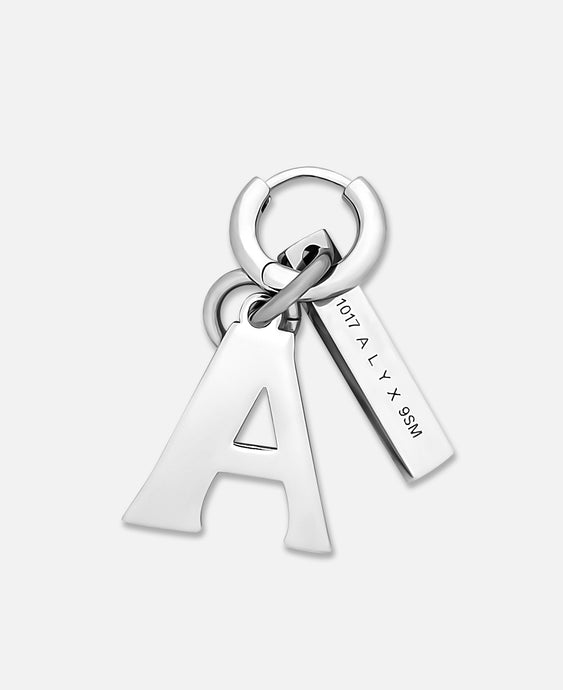 'A' Charm Pendant Earrings (Silver)