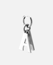 'A' Charm Pendant Earrings (Silver)