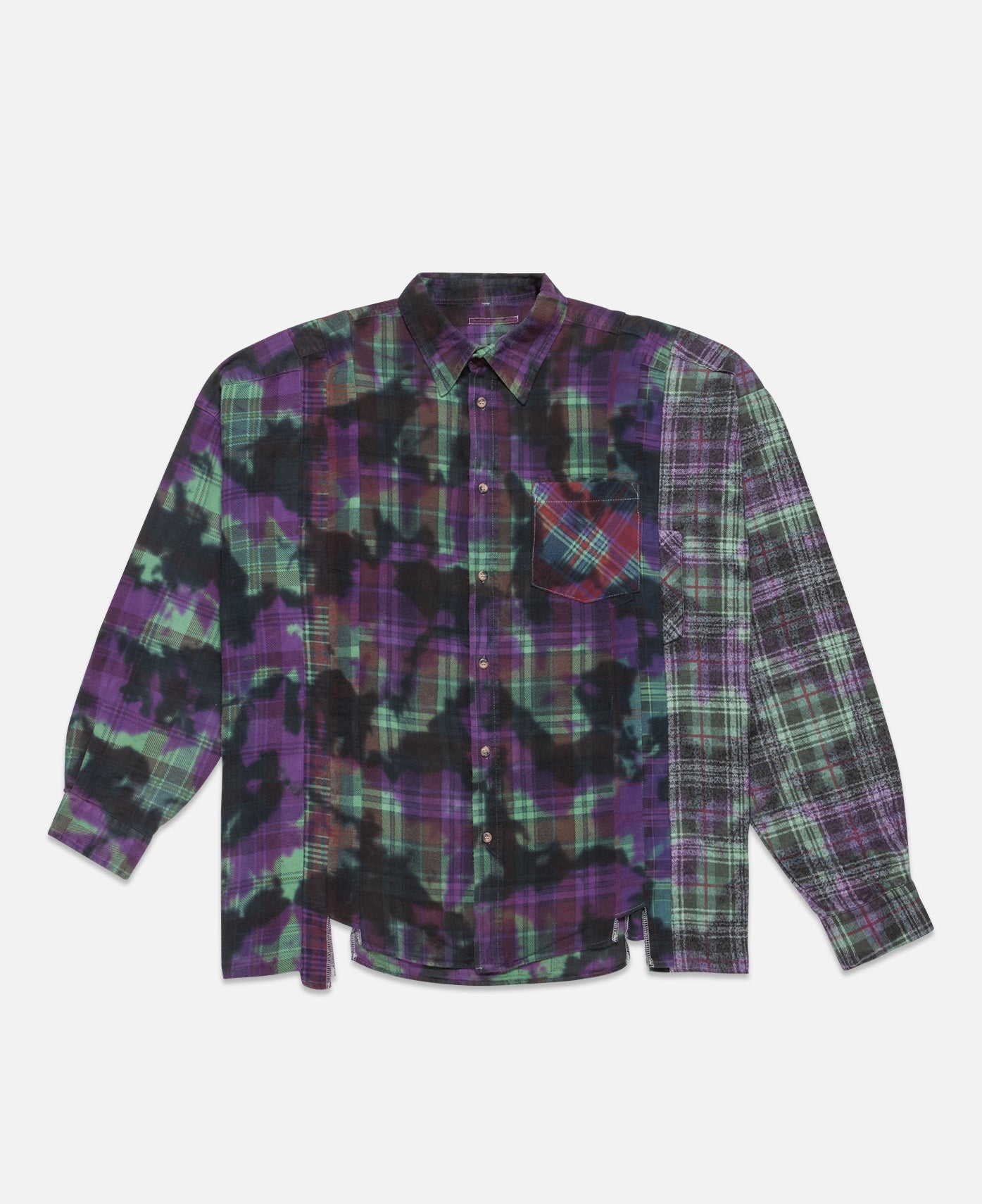 Rebuild By Needles - 7 Cuts Uneven Dye Flannel Shirt (Purple)