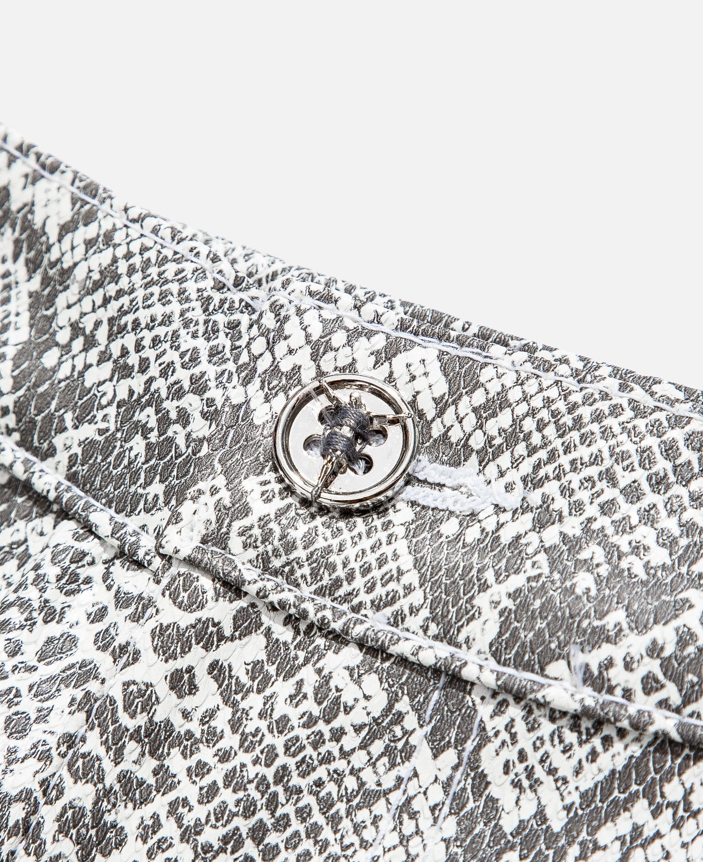 Faux Leather Snakeskin Cargo Short (White)