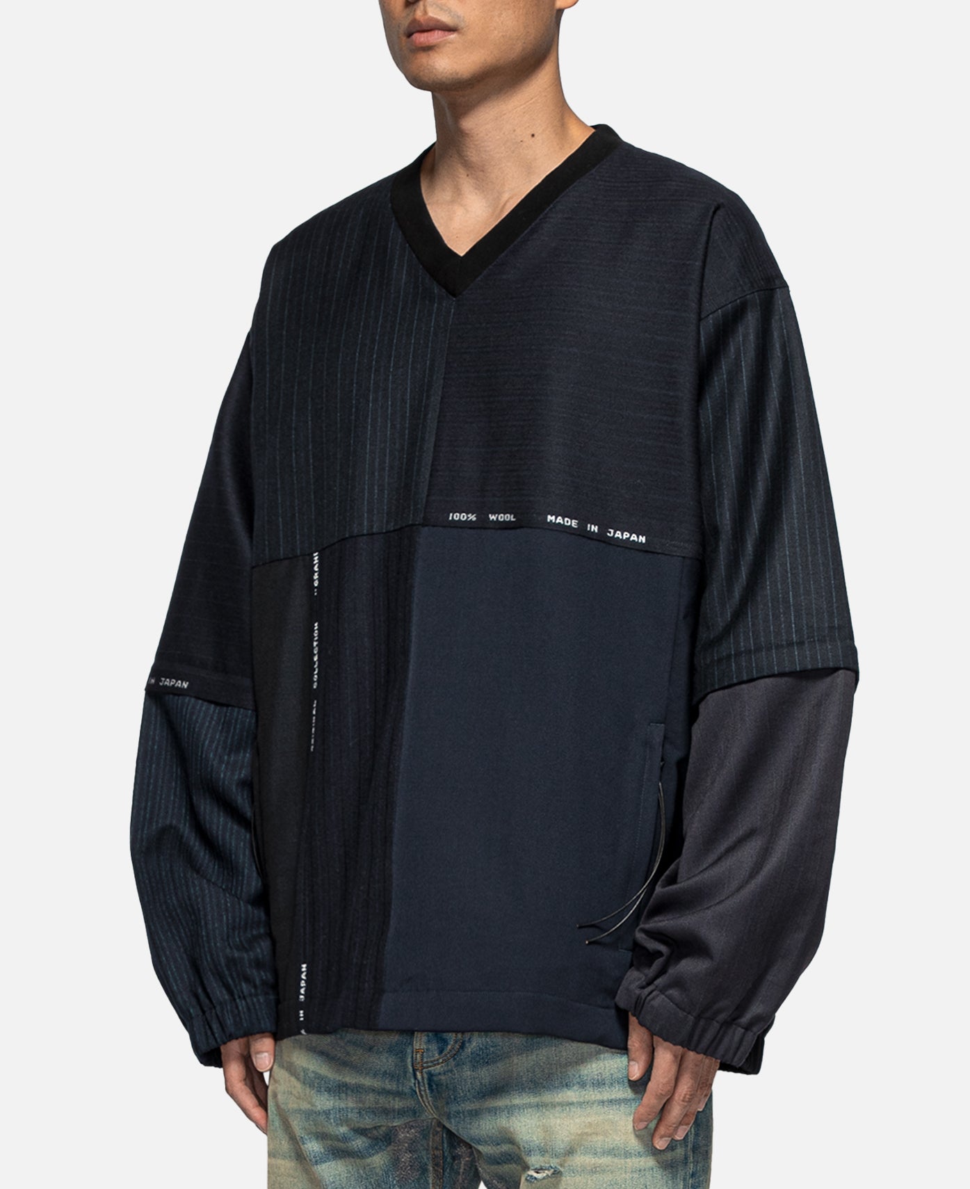 Dead Stock Wool Patchwork PO (Navy)