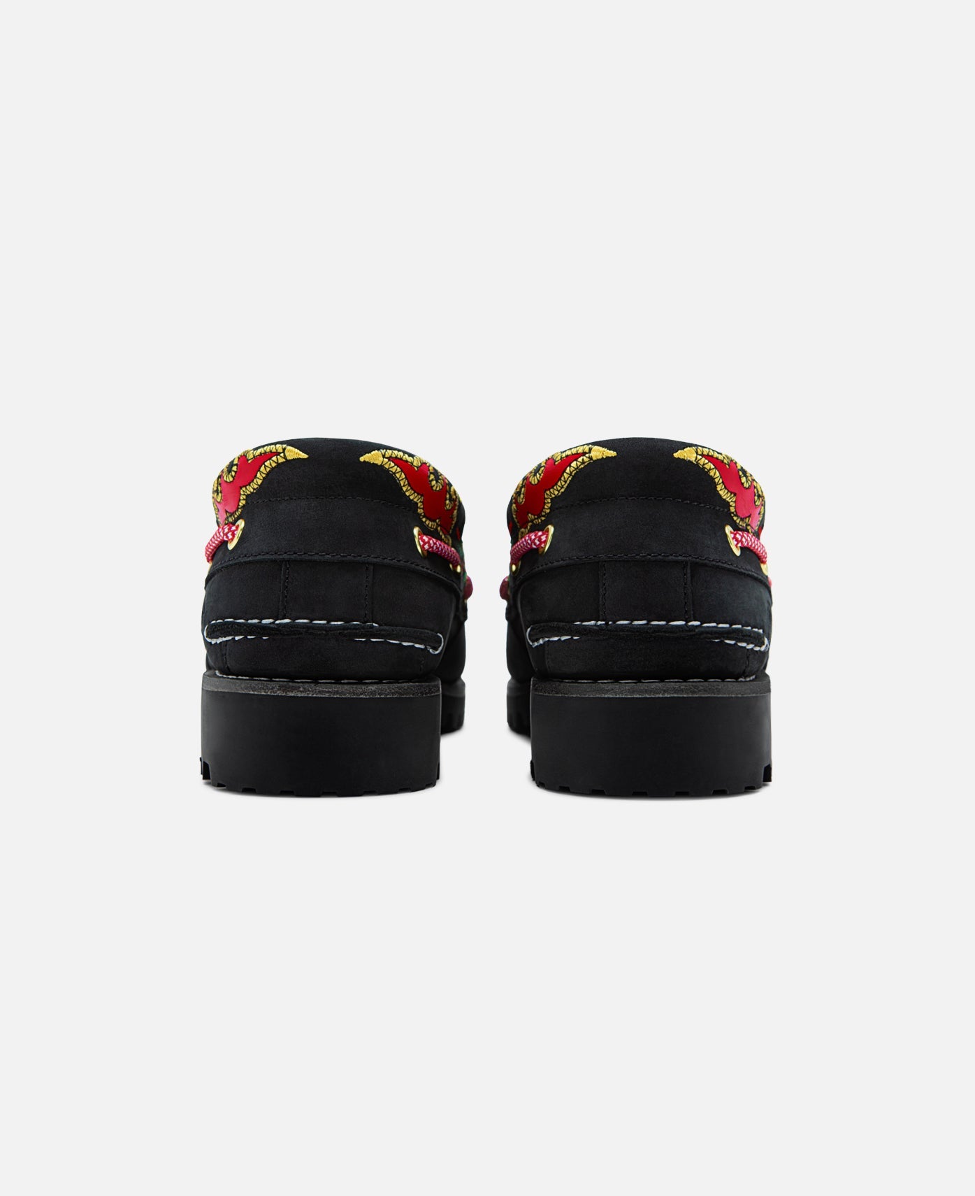 Men's 3-Eye Lug Handsewn Boat Shoes (Black)