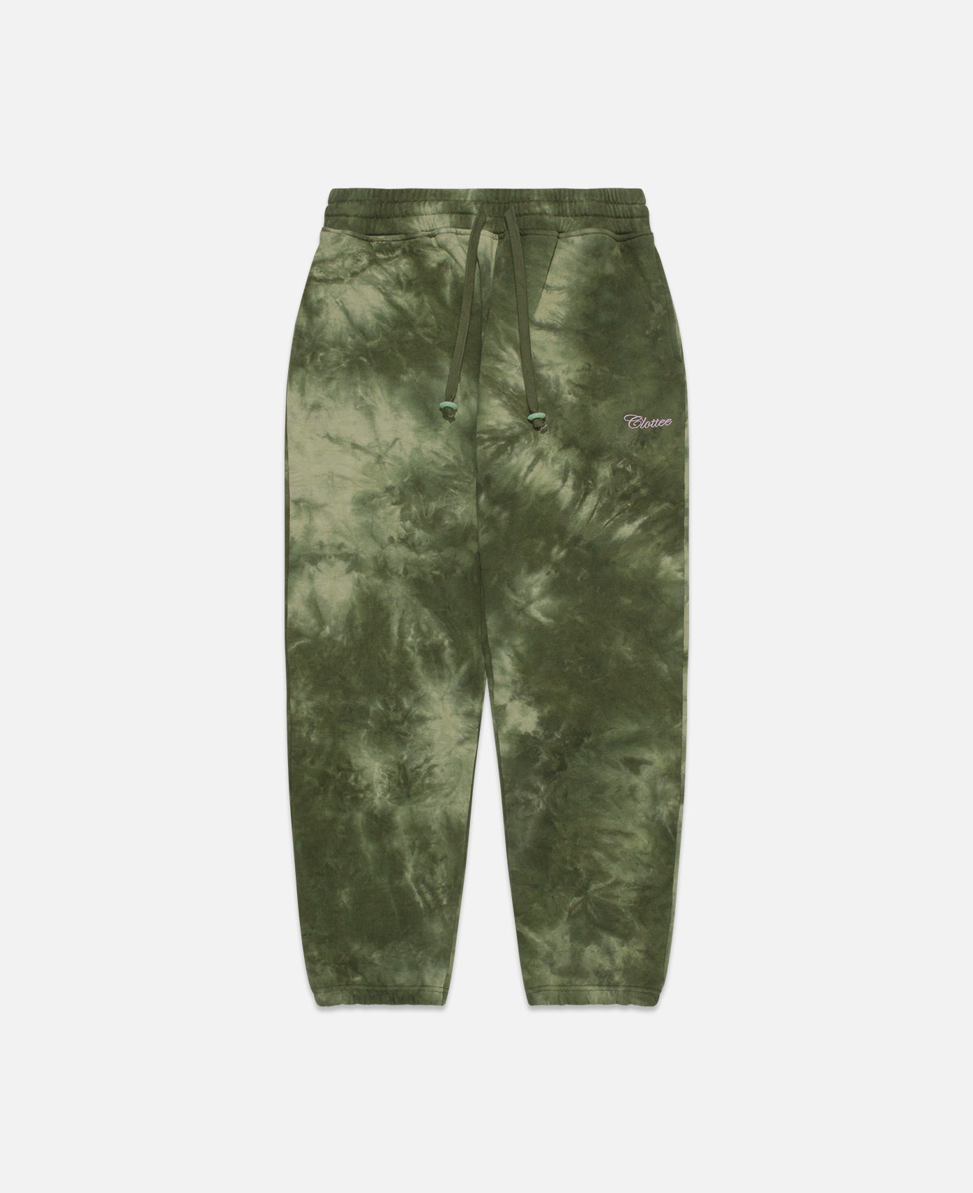 CLOTTEE Script Tie Dye Sweatpants (Olive)
