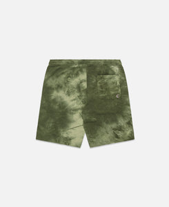 CLOTTEE Script Tie Dye Sweatshorts (Olive)