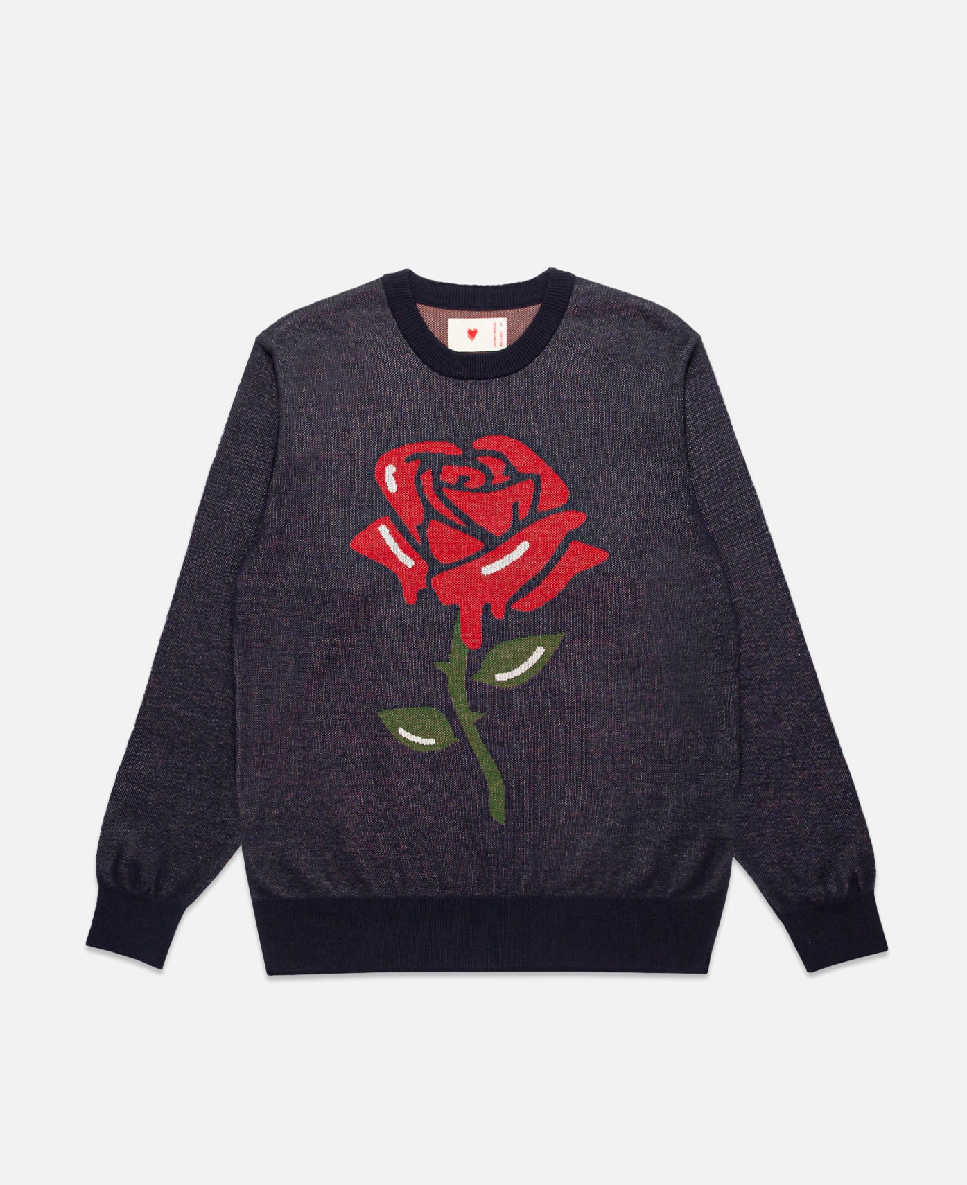 Melting Rose Knitted Crewneck (Navy)