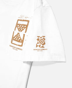 Printed Cross Crew Neck Pocket T-Shirt (White)
