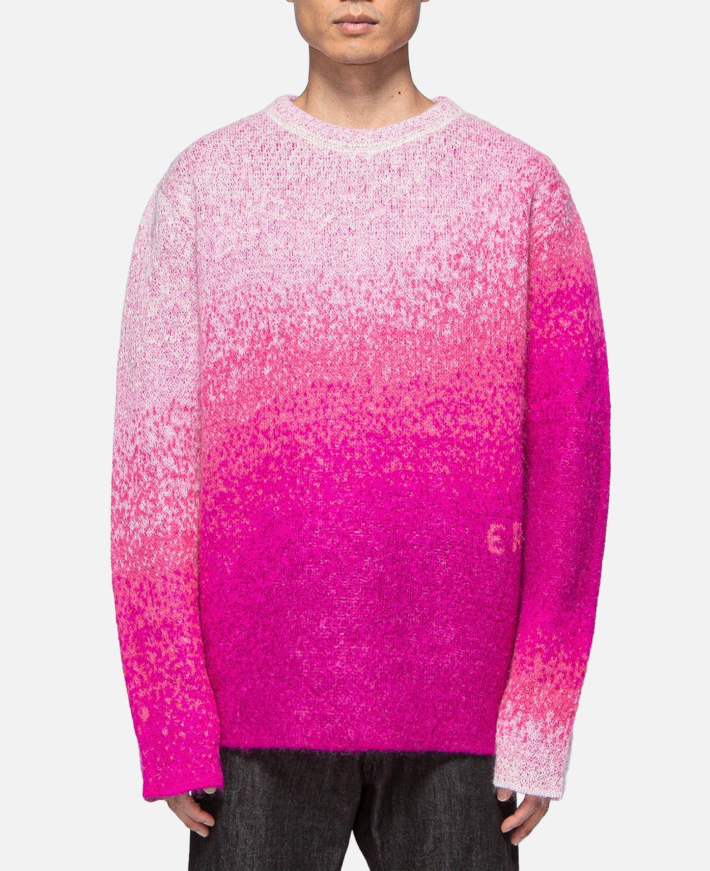Unisex Gradient Crew Neck Knitted Sweater (Pink)