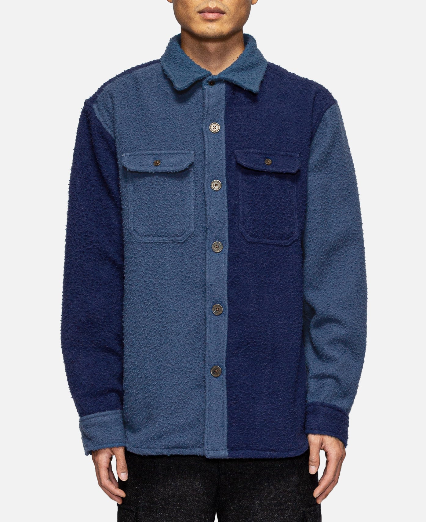 Boiled Wool Overshirt (Navy)