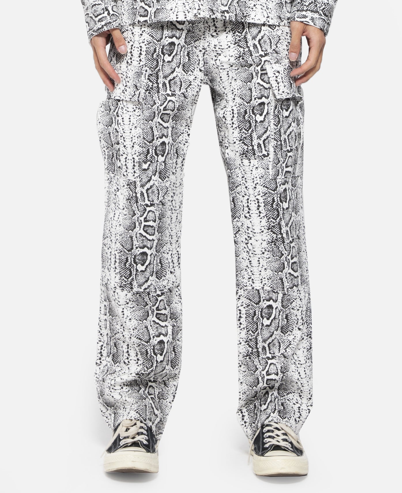 Snakeskin Cargo Pants (White)