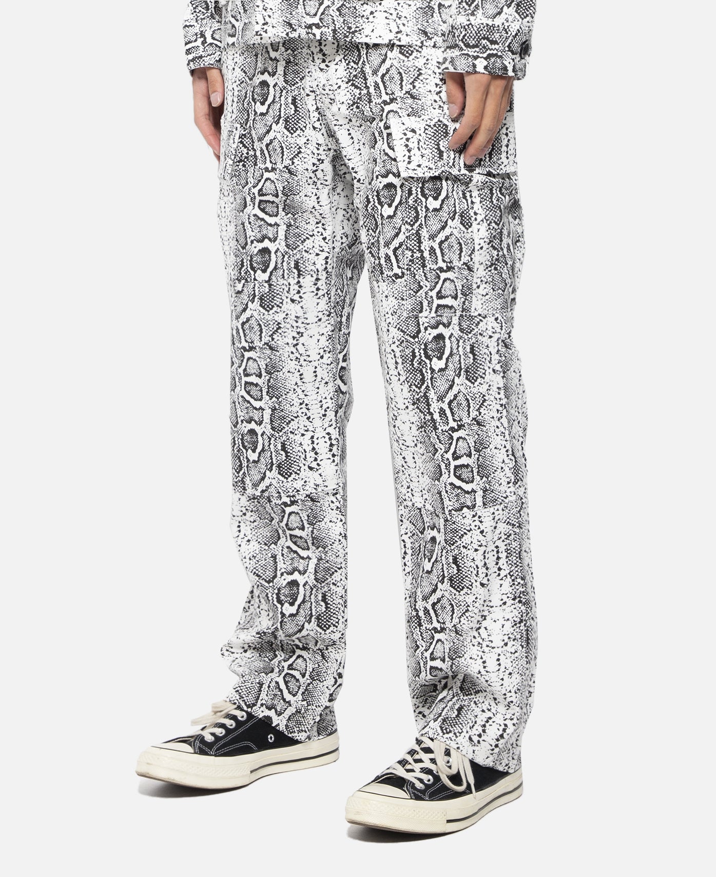 Snakeskin Cargo Pants (White)
